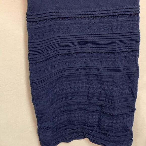 Marchesa Voyage Navy Blue Sleeveless Stitch Knit Sheath Below Knee Dress Size L - Picture 5 of 16